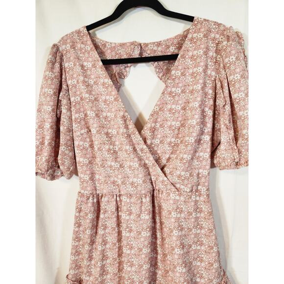 B. Darlin Y2K $70 Size 13 Pink White Ditzy Floral Fit & Flare Ruffle Hem Dress - Picture 5 of 11